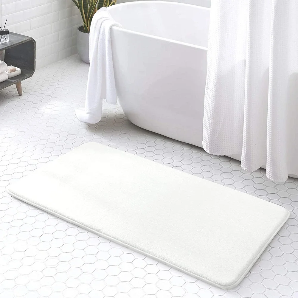 Walensee Extra Thick Memory Foam Bath Rug 24x48 Ivory Non-Slip Plush Mat